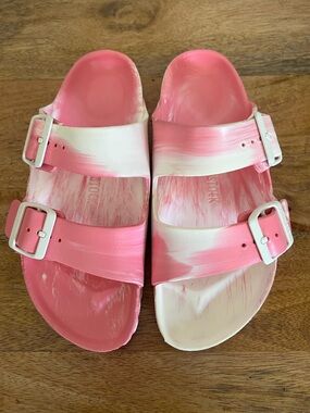 Birkenstock Arizona EVA Slide Sandal - Candy Pink / White Size 37 L6-6.5